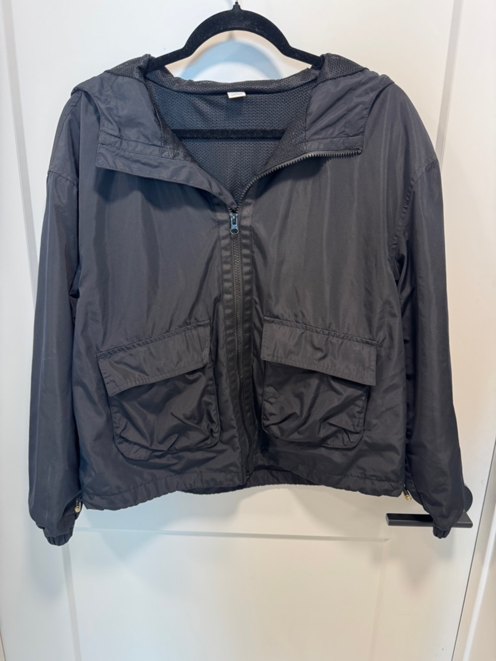 Old Navy Black Lightweight Hooded Windbreaker Jacket